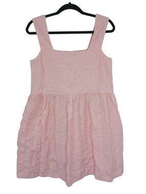 Pink Cotton Sleeveless Collusion Mini Dress With Square Neckline & Pockets Sz 4